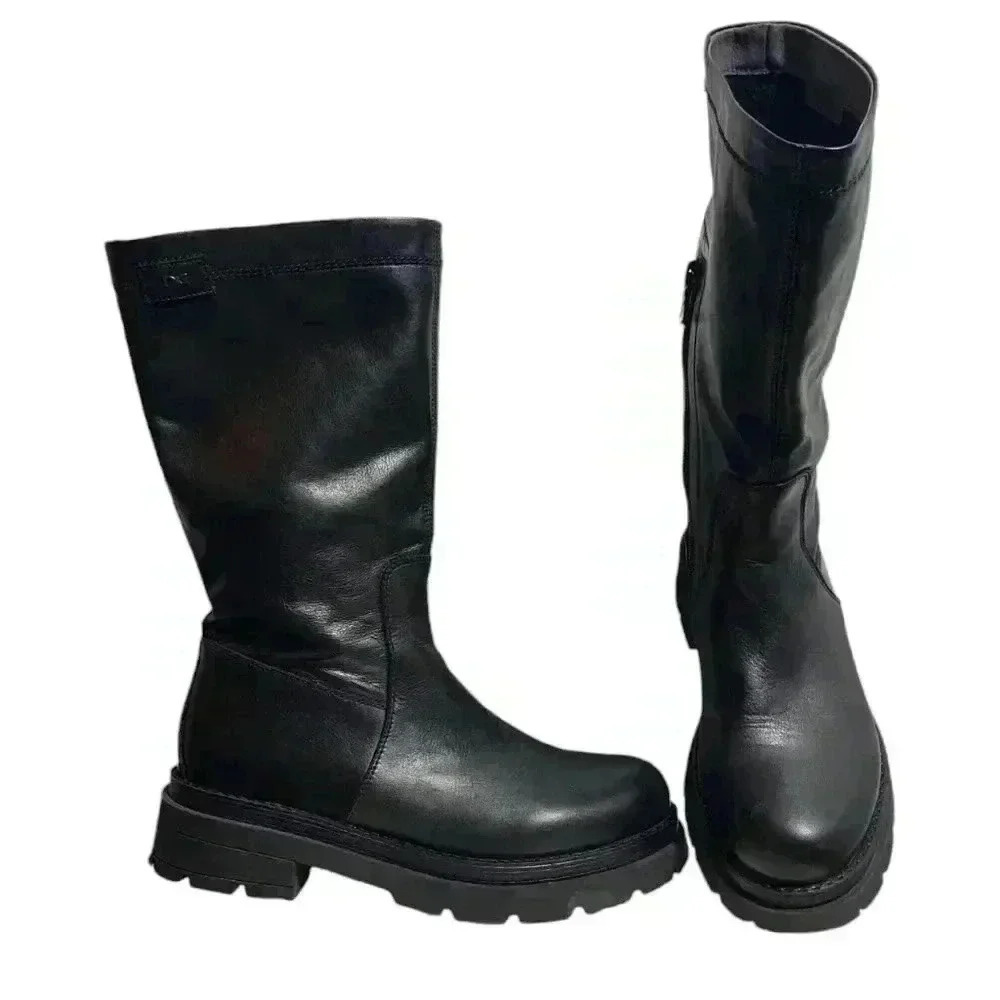 NERO GIARDINI Made in Italy Women's Leather Black Combat Boots Size 39